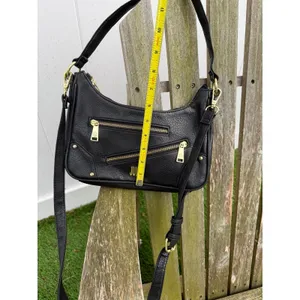 Juicy Couture Black Faux Leather‎ Moto Chic Crossbody Shoulder Bag Zipper NWOT G thumbnail 9