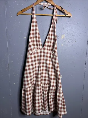 Free People Cecil Mini Dress in Brown Patina Combo Womens in size Large thumbnail 3