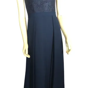 Azazie Navy Lace Chiffon Open Back Bridesmaid Formal Maxi Gown X Small thumbnail 11