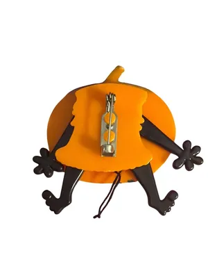 Vintage Articulated Jack O Lantern Pumpkin Pin Pull String Arms Legs Move Estate thumbnail 4
