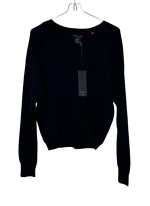 Rachel Zoe‎ Women's Sweater Long Sleeve Cropped Knit Pullover Black Large NWT thumbnail 1