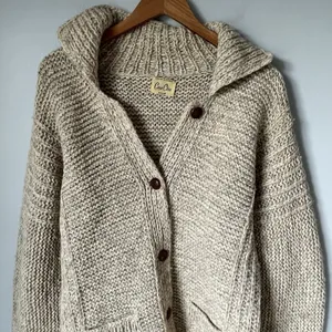 Casa Chia Vtg. 100% Wool Cardigan Sweater Bell Sleeves Cottagecore Beige Size L thumbnail 8