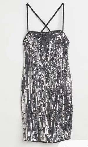 H&M Silver Sequin Bodycon Dress thumbnail 1