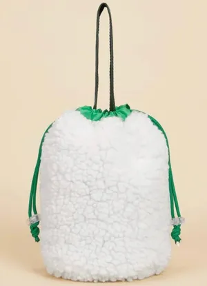 Christmas Tree Sherpa Drawstring Bag White thumbnail 10