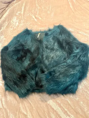 free people faux fur Dark green coat thumbnail 2