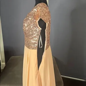 Women’s Full Length Prom Formal Dress Sequined V-Neck Bodice SideZip Size 12 NEW thumbnail 8