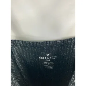 American Eagle Soft & Sexy Silver Black Ribbed Tank Size Large thumbnail 2