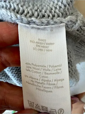 Boden Cable Knit Turtleneck Sweater Gray Large thumbnail 6