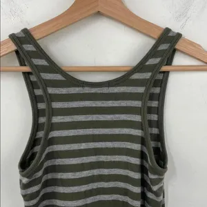ATM Anthony Thomas Melillo Olive and Gray Striped Tank Top thumbnail 11