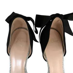 J. Crew D'orsay Sandals Silver Glitter Satin Bow Size 9M Chic Statement Heels thumbnail 8