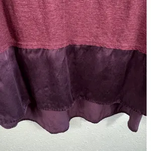 Worth‎ New York Womens Plum Burgundy Silk Trim Knit Long Sleeve Top Large thumbnail 3