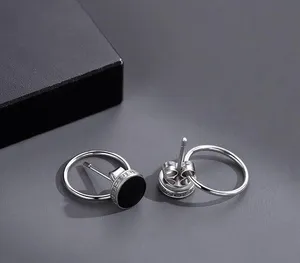 925 Silver Plated Silver Hoop Earrings for Men Women,Punk Hip Hop Earrings thumbnail 2