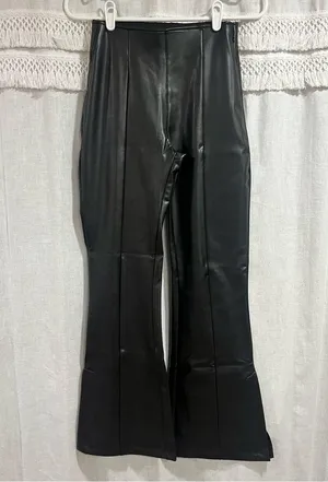 Abercrombie & Fitch Vegan Leather Flare Split Leg Pant - Extra Small Short thumbnail 5