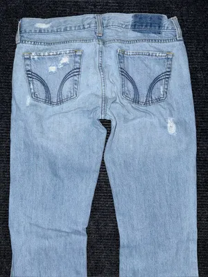 VTG Y2K Hollister Jeans Sz 5 / 29 LONG Light Wash Low Rise Distressed Flare Surf thumbnail 5