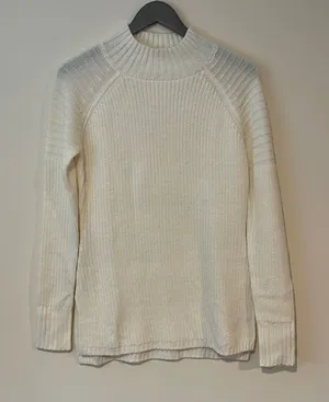 Venus Womens Mock Neck Acrylic Sweater Pullover Slit Rib Knit Cream Size Small‎ thumbnail 1