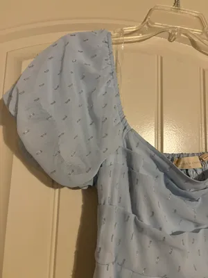 Altar’d State baby blue mini dress with silver shine detail thumbnail 5