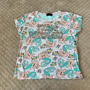 Disney Little Mermaid Pajama Top Short Sleeve T Shirt Gray Crew Neck Size Medium thumbnail 1