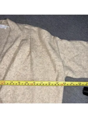 ASTR The Label $80 Wool Tri-Blend Woman’s Large Beige Pleated Wrap Sweater S thumbnail 7