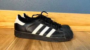 Adidas Shell Toe Leather Black and White Stripe Sneakers Men’s Size 6.5/Womens 8 thumbnail 7