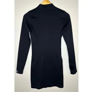 OQQ Fitted Black Mock Neck Long Sleeve Mini Dress Thumbholes thumbnail 8