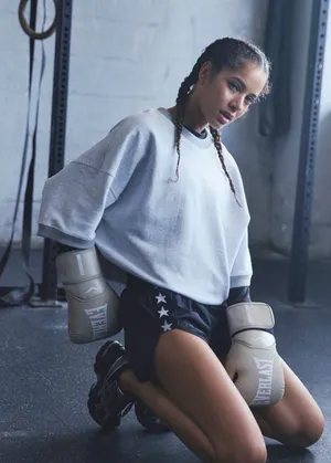 Free people movement for the win short sleeve sweatshirt NWT $78 white heather M thumbnail 1