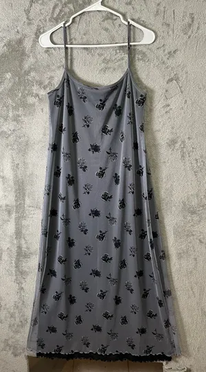 Vintage Y2K‎ Black Sheer Rose Dress Mesh Grunge Goth Large Indie Dark Romance thumbnail 1