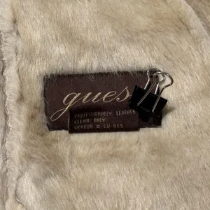 Guess Jacket Genuine Leather Vintage Penny Lane Y2K Faux Fur Lined Aviator Large thumbnail 6