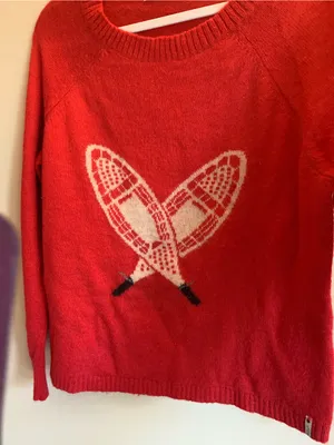 Woolrich Red Crewneck Sweater Top Shirt Women Size Large Winter Wool Blouse thumbnail 2