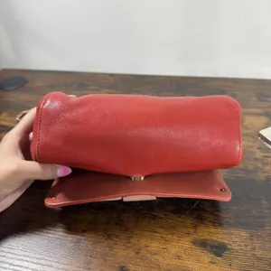 Chloe Shoulder Bag Small Red Leather Bow Chain Strap Pink Colorblock thumbnail 11