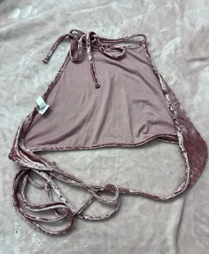 pink velvet halter top thumbnail 2