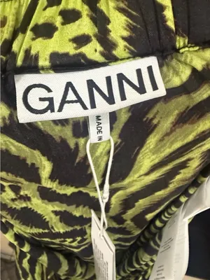 Ganni Women’s Lime Tiger Halter Top Dress Size 42/L Silk NWT Casual Evening Dres thumbnail 10