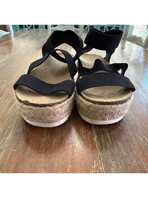 CUSHIONAIRE Mandy Black Elastic Espadrille Platform Sandals - Women’s Size 7 thumbnail 4