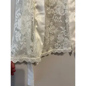 Ivory Lace Kimono Robe Lingerie Cover Up Bridal Romantic Feminine Fairy Antique thumbnail 3