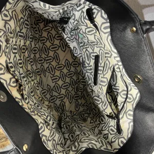 Rebecca‎ Minkoff Women's Black Gold Embossed Leather Shoulder Tote Bag thumbnail 6