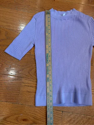Uniqlo 100% Wool Ribbed Mock Neck Knit Top Lavender Purple Size Medium thumbnail 3