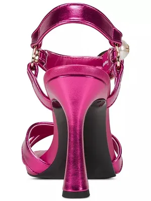 NEW $119 KARL LAGERFELD PARIS Women Daelin Square Toe Sandals Hot Pink Metallic thumbnail 5