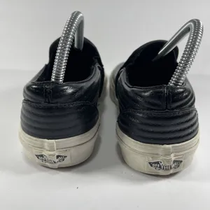 Vans Classic Slip-On Moto Leather Black Quilted Shoes - Women's 7 / Men's 5.5 thumbnail 4