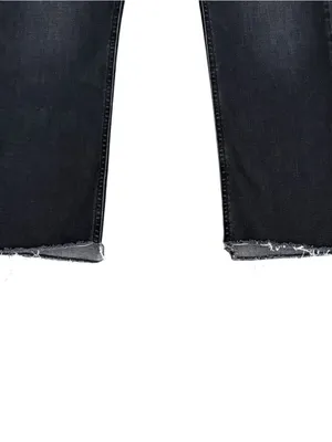 J Crew Washed Out Black Raw Hem Button Fly 9” Billie Demi Boot Cut Crop Jeans 27 thumbnail 3