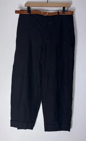 NWT‎ Zara Large Black Linen Blend Wide Leg Pants CP thumbnail 1