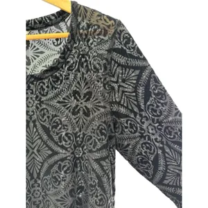 Ariat Black Burnout Velvet Sheer‎ Tunic Top Women's M Boho Western Long Sleeve thumbnail 2