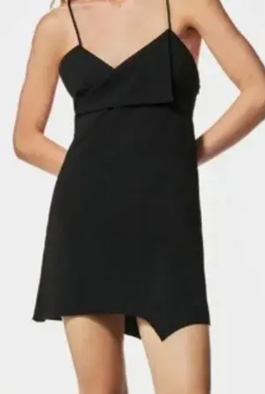 Zara Womens Black Asymmetrical Hem Mini Dress Open Back Strappy XS‎ 2731/242 thumbnail 1