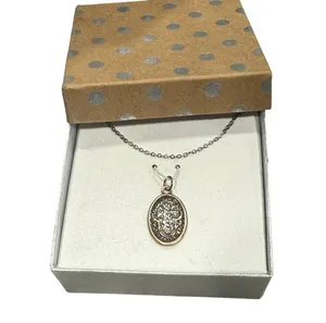 Holy Cross Oval Pendant Necklace NIB Silver Chain Christian Gift Unmarked thumbnail 11