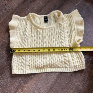 Cider Yellow Cable Knit Two‎ Piece Set Ruffle Crop Top and Mini Skirt Medium thumbnail 7