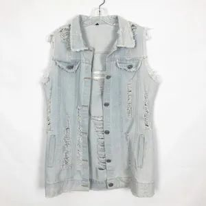 Distressed Denim Vest Womens Medium Long Length Western Cowgirl Rodeo Festival thumbnail 2