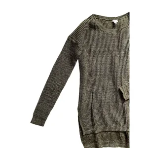 Women's Olive Green Knit Sweater Dress M Cotton Blend Long Sleeve High Low Hem thumbnail 7