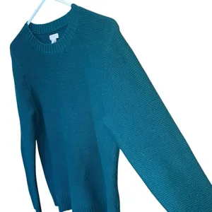 J. Crew Merino Wool Blend Textured Scoop Neck Knit Sweater Teal Medium #777 thumbnail 2