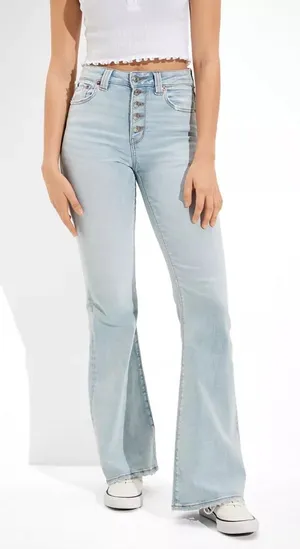 American Eagle Super Hi Rise Flare Jean in Blue Mist Next Level Stretch 18R NWT thumbnail 1
