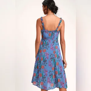 ASTR The Label Blended Blue Floral Print Button-Up Midi Dress S thumbnail 4