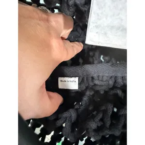 Clare V Black Sandy Tote Bag Cotton Rope Macrame Leather Handles NWT thumbnail 9