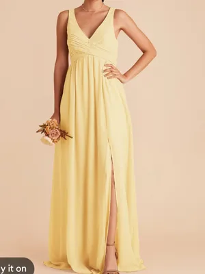 Birdy Grey Womens Chiffon Laurie Dress Butter Yellow Xl thumbnail 9